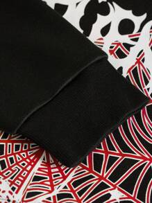 Manfinity Roghcode Men's Letter & Spider Web Printed Hoodie Sweatshirt And Sweatpants Set, Casual Loose Fit, Autumn Winter - Multicolor - View 6