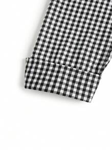 SHEIN Clasi Đầm Maxi thiết kế kẻ sọc dài tay ve áo cỡ lớn thanh lịch quyến rũ cho nữ - màu đen - Xem 5