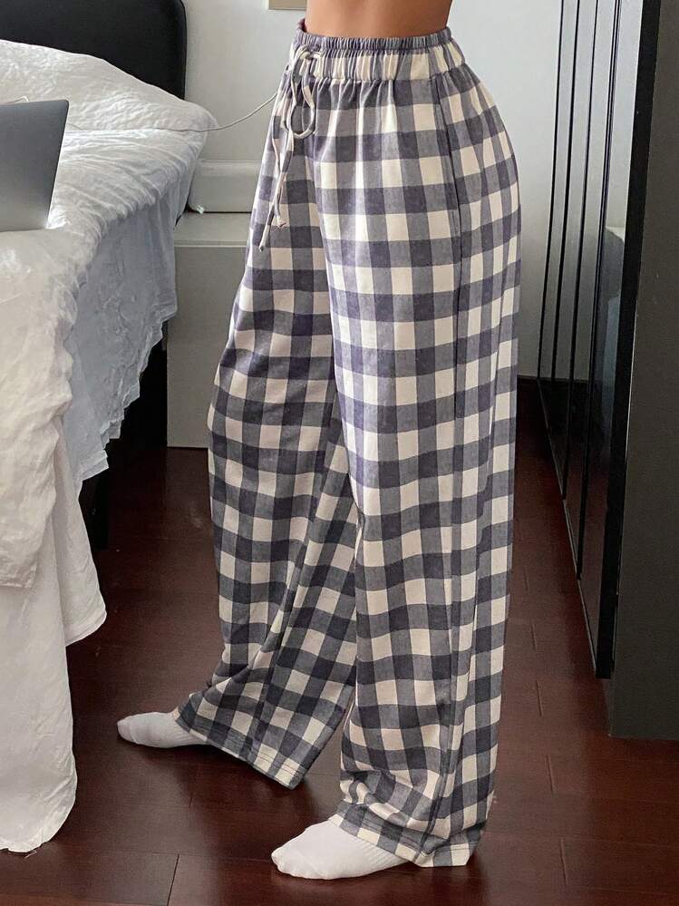 Livesso Pantalon de pyjama à carreaux simples, pour l'automne