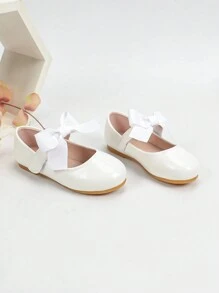 1 Pair Girls Casual Shoes With Bow Decoration, Student School Shoes