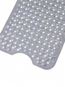 1 pieza Alfombra de baño moderna con diseño texturizado gris, , de PVC suave antideslizante, resistente a la suciedad y fácil de limpiar, con múltiples ventosas y agujeros de drenaje, lavable a máquina, alfombra de baño adecuada para bañera y ducha - Multicolor - Ver 3