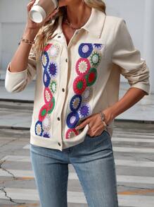 SHEIN LUNE Floral Print Button Front Jacket