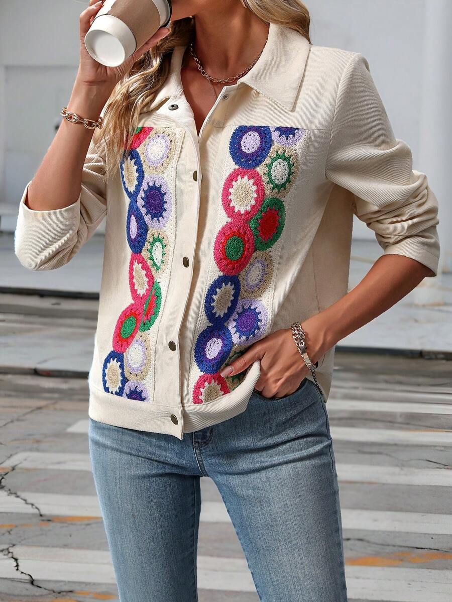 SHEIN LUNE Floral Print Button Front Jacket