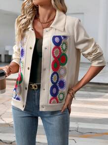 SHEIN LUNE Floral Print Button Front Jacket