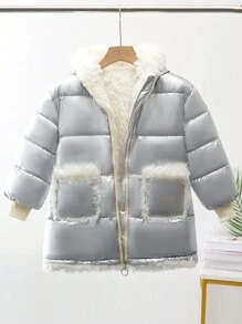 Tween Girls Winter Hooded  Coat - Silver - View 1