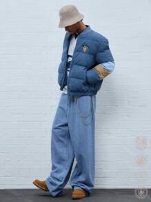 Manfinity NXTstreet Chaqueta casual oversize con parche decorativo para hombres, invierno - Multicolor - Ver 4