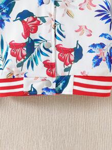 SHEIN 1 peça jaqueta curta com zíper e estampa floral estilo Lulu casual para meninas, adequada para combinar com o visual da família no outono