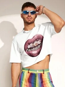 FeverCity Men's Loose Fit Printed Knit T-Shirt - Multicolor - View 2