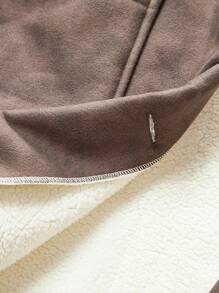 SHEIN EZwear Chaqueta casual para mujer con capucha, abotonadura, manga larga, de un solo color, revestida