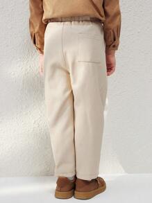 Blossori 男童弹力腰斜纹裤，秋冬返校季 - 卡其色 - 查看 2