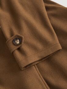 Flirla Plus Size Casual Double-Breasted Knitted Jacket, Autumn - Brown - View 4