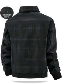 Manfinity Homme Slim-fit casual geruite herenjas met printkraag, herfst-winter