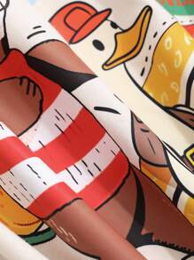 DAZY Vestido holgado de ropa de casa con estampado de dibujos animados, mangas raglán de color contrastante y parches