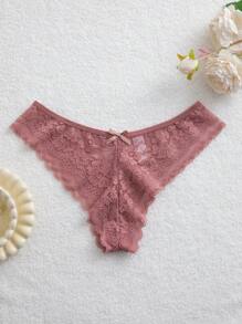 SHEIN 7 件套优雅蕾丝蝴蝶结装饰三角裤，多色内衣 - 彩色 - 查看 7