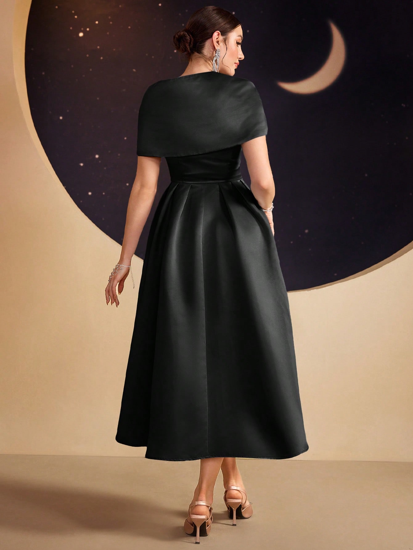 Modelyn فستان سهرة أنيق بطول كامل مع علامات الراين...