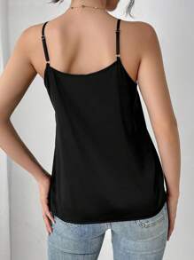 Chiquease Shiny Satin Crystal Bowknot Decor Camisole