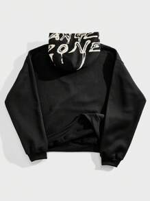 Forever 21 Áo nỉ dày dặn, dáng rộng, màu đen có mũ in họa tiết. - màu đen - Xem 2