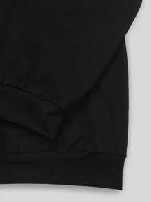 INAWLY 大尺寸不對稱領口長袖t恤,印有唇印花 - 黑色 - 查看 3