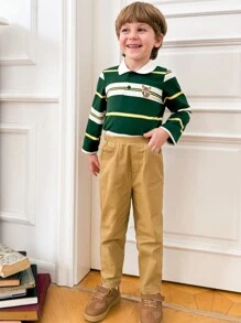 PrepCrw 男童棕色编织松紧腰裤，返校季，秋冬 - 杏色 - 查看 3