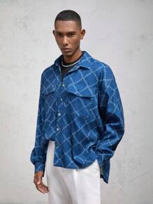 AKNOTIC Business Casual معطف رياضي فضفاض وكاجوال مطبوع، مناسب للخريف والشتاء