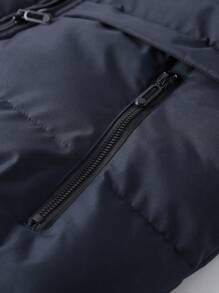 Manfinity Homme Abrigo con capucha acolchado, bolsillo con solapa y cordón ajustable para hombre, estilo holgado