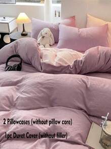 3pcs Bed Set Pink Dormitory & Bedroom, Super Soft Duvet Cover And Pillow Shams Set, Machine Washable Back To School Bedding - Pink - View 5