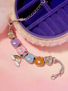 SHEIN X Care Bears 1 件彩色卡通熊彩虹图案手链，礼物，情人节 - 彩色 - 查看 3