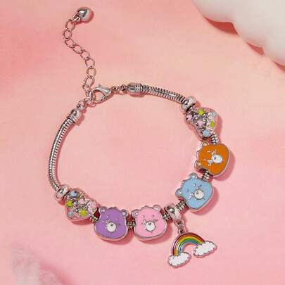 SHEIN X Care Bears 1 pieza Pulsera con diseño de oso de dibujos animados y arcoíris de colores, regalo para el Día de San Valentín
