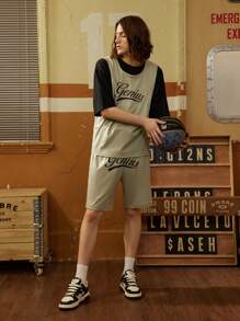 Gym Rark Boyfriend Style Men's Letter Print Vest And Shorts Sports Suit,Gym Clothes Jersey Gym Set Workout Set - Green - View 3
