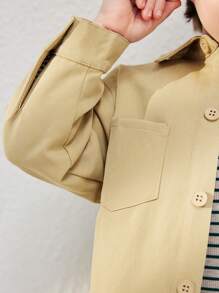 Blossori Áo gió dài tay dệt màu nâu thanh lịch dành cho bé trai, mùa thu/đông - Màu Khaki - Xem 6