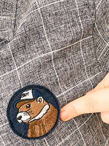 PrepCrw 男孩灰色单排扣修身衬衫领长袖衬衫返校季 - 灰色 - 查看 6