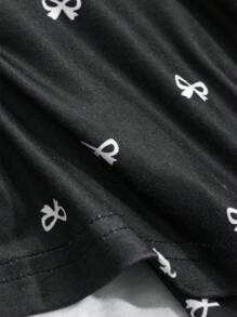 DAZY مجموعة بيجامات كاجوال مطبوعة بالفيونكة