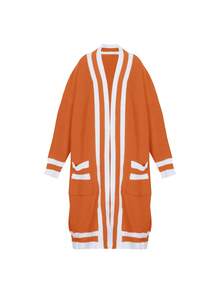 Áo len cardigan dệt kim cỡ lớn thường ngày cho nữ, cho mùa đông - trái cam - Xem 4