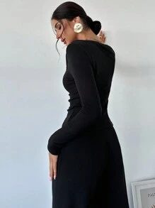 Firerie Áo thun giữ nhiệt dài tay cổ lọ thiết kế thanh lịch tối giản cho nữ - màu đen - Xem 8