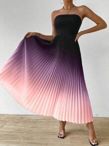 SHEIN Clasi Women Ombre Color Sexy Strapless Dress - Multicolor - View 5