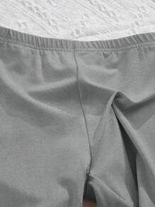 SHEIN 6 chiếc/gói quần legging dệt kim mềm mại thoải mái màu trơn cho bé gái - Nhiều màu - Xem 3