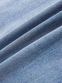 SHEIN Teen Boy Fashion Casual Vintage Multiple Cargo Pockets Texture Design Denim Sleeveless Waistcoat For Dailywear And Fall Teen Boy Clothes - Blue - View 5