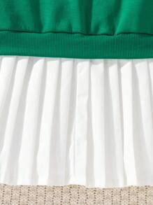 SHEIN Vestido vermelho elegante, casual, chique, para meninas, painel fofo, adequado para presente de aniversário, presente de ano novo, festa, passeio, feriado, uso diário, adequado para outono, primavera, moda, fofo, menina doce - Verde - Ver 5