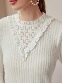 MOTF PREMIUM SOLID LACE INSERT FRILL TRIM FLUFFY TOP