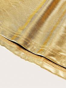 SHEIN Essnce Damen Party Top in Große Größen, Goldenes Top, Sexy Damen Tops, Goldenes Top Damen Korsett Tops, Kurven Tops für Konzerte - Gold - Übersicht 4