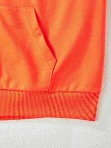 SHEIN Tween Girl Rhinestone Butterfly Graphic Pocket Sweatshirt - Orange - View 5