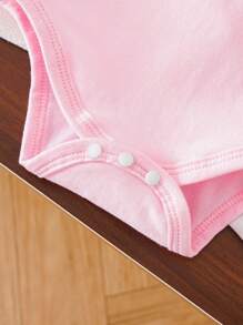 SHEIN Baby Girl Lovely Heart Pattern Ruffle Trim Long Sleeve Bodysuit - Green - View 7