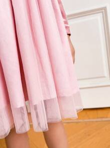 PrepCrw Vestido tejido de manga larga holgado con estilo académico de bloques de color para niñas jóvenes en otoño/invierno, de vuelta al colegio