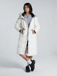 LYSMO Women's Casual Long Hooded Feathers& Down Coat, Winter