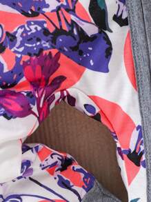 2pcs Baby Girls' Cute Floral Print Romper Set, Spring/Summer/Autumn