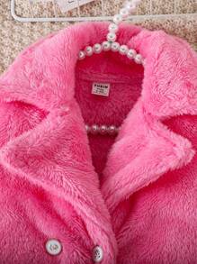 SHEIN 1pc Elegant Fashion Long Fluffy Coat For Baby Girls, Autumn/Winter