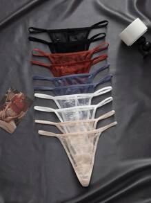 10件套女士性感蕾丝丁字裤 - 彩色 - 查看 3