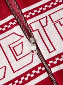 SHEIN ICON Cardigan noir à épaules dénudées avec motif de lettres