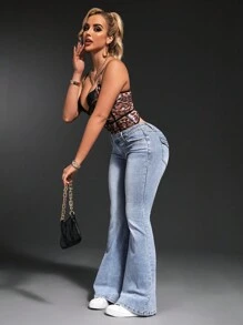SHEIN SXY Jeans simples avec poches pour femmes, casual pour tous les jours