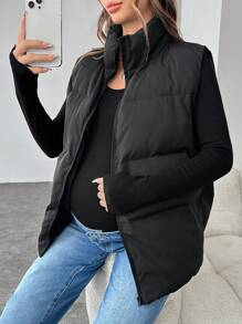 SHEIN Maternity Spring Zip Up Vest Jacket, Maternity Outerwear & Coats For Winter